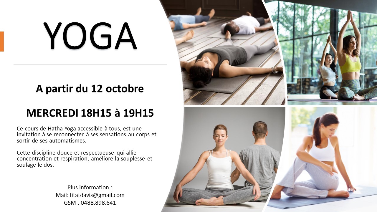 Yoga@Davis les Mercredis à 18h15 A partir du 12 octobre