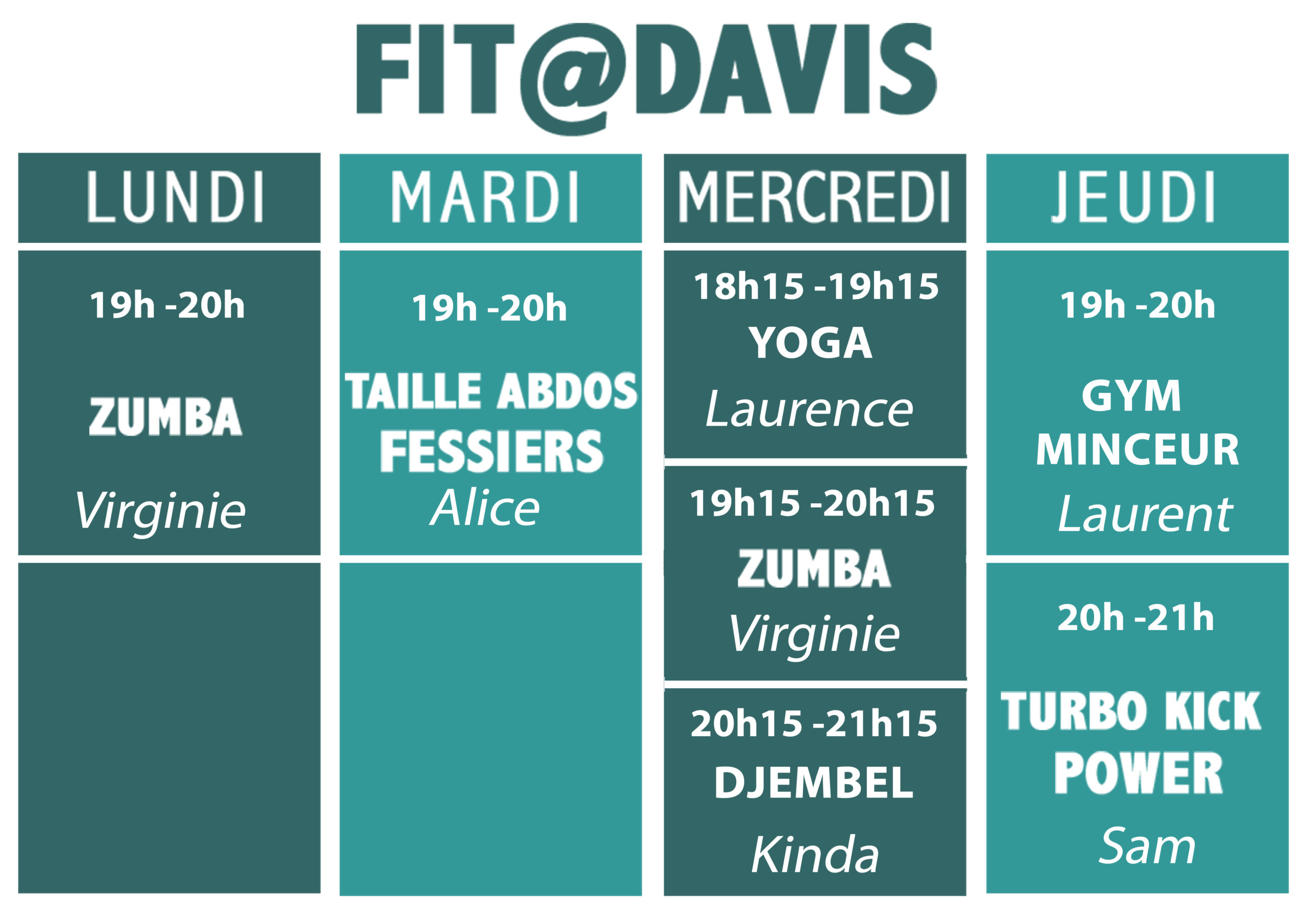 Fit@davis: Nos différents cours !