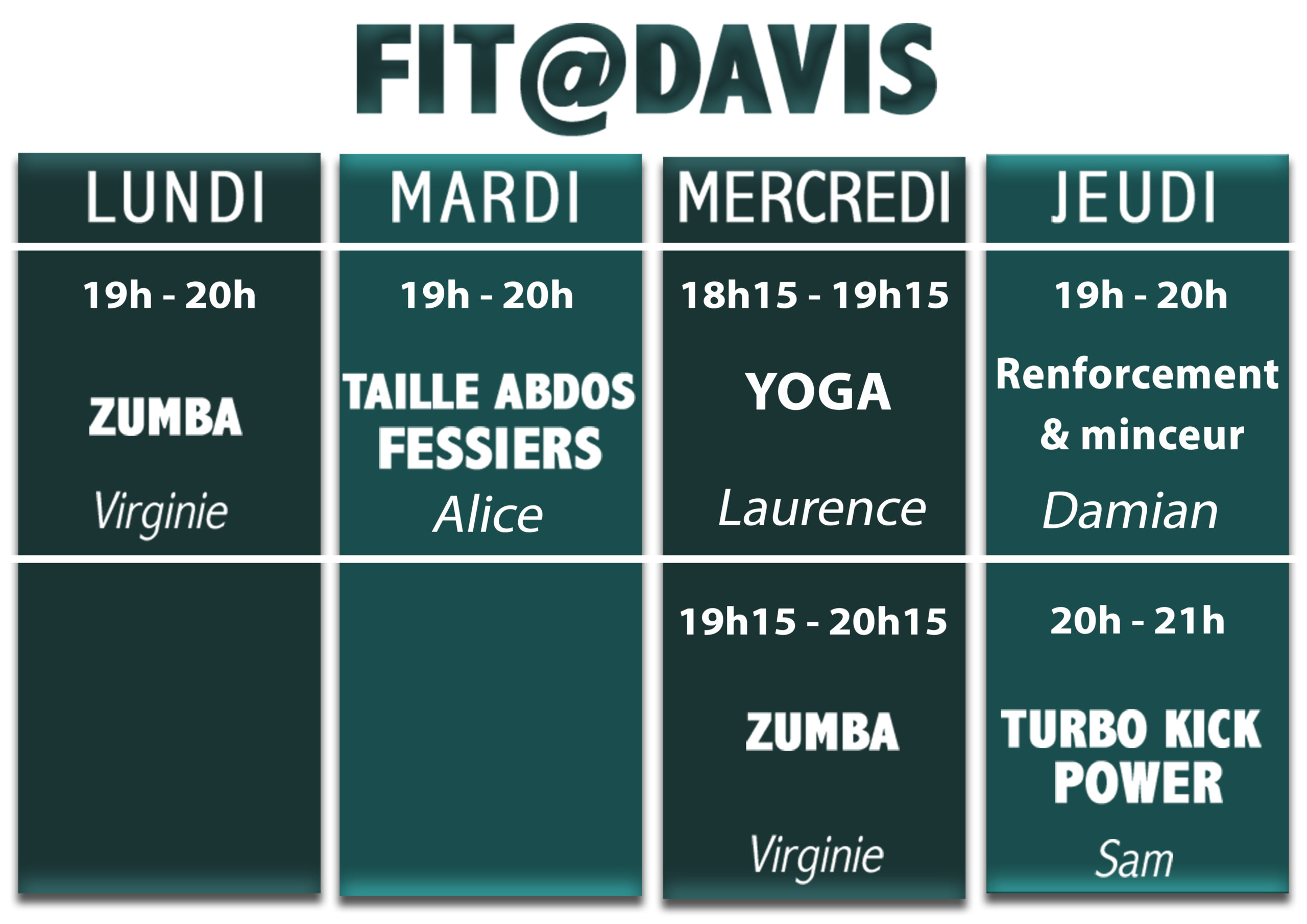 Fit@davis: Nouvelle Saison! Nos différents cours !