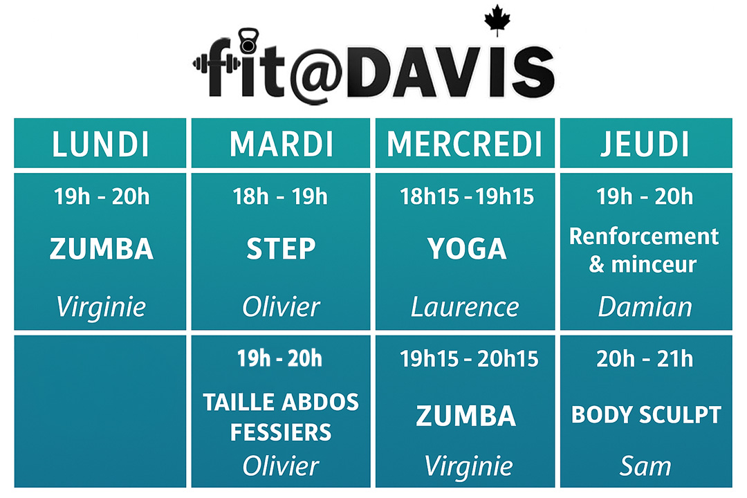 Fit@davis: Saison 2025-2026 : Nos différents cours !
